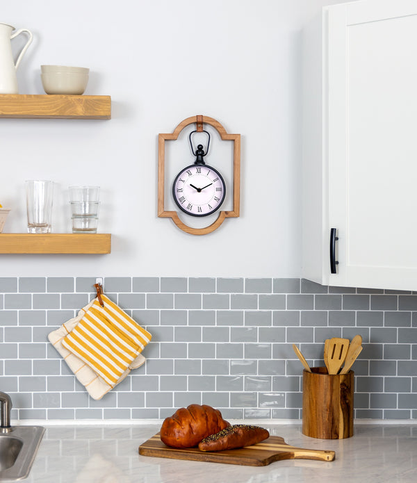 Wooden Frame Hanging Wall Clock