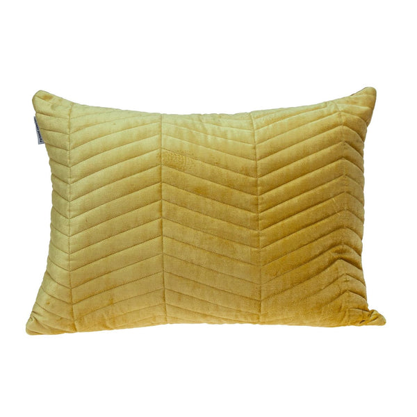 Yellow Quilted Velvet Zig Zag Decorative Lumbar Pillow