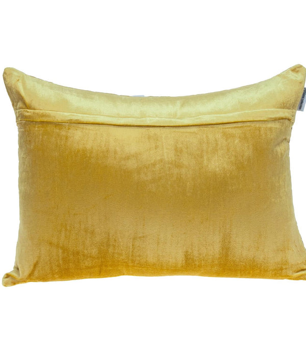 Yellow Quilted Velvet Zig Zag Decorative Lumbar Pillow