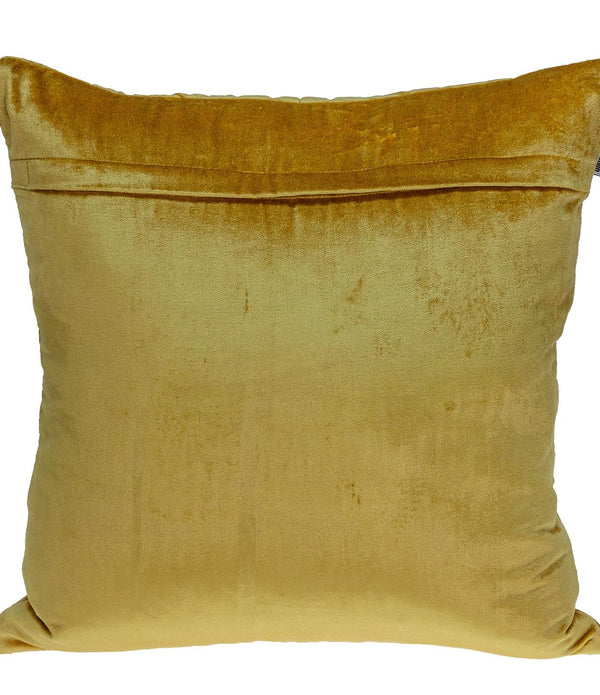 Yellow Chunky Geo Stitched Velvet Decorative Throw Pillow