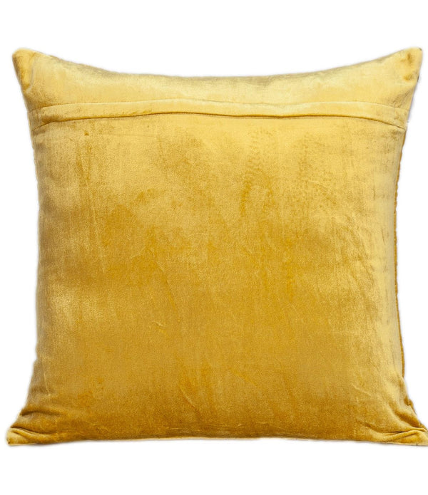 Yellow Velvet Quilted Throw Pillow