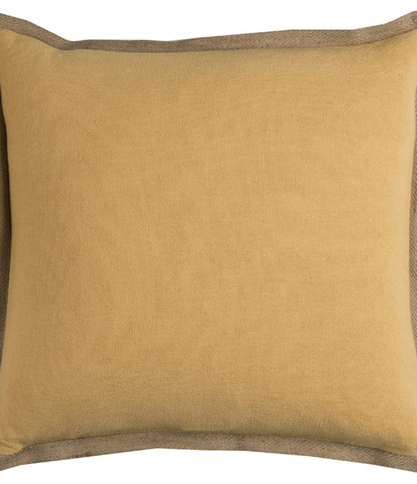 Yellow Beige and Natural Jute Throw Pillow