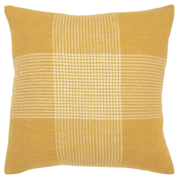 Yellow White Plaid Pattern Throw Pillow