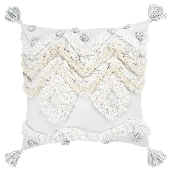 White Gray and Ivory Shaggy Chevron Throw Pillow