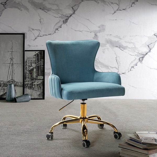 Back Channel Teal and Gold Rolling Office Chair