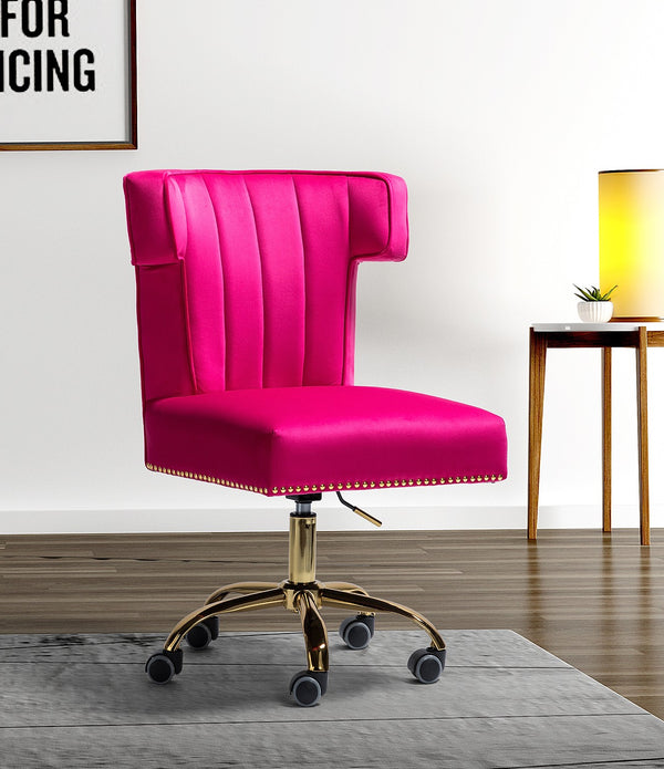 Contempo Fushia Velvet Nailhead Office Chair