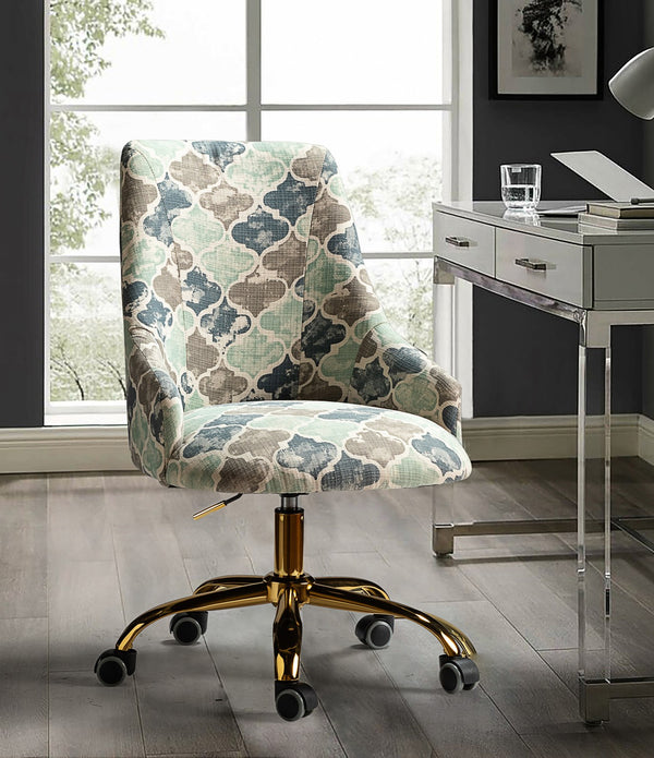 Shades of Blue and Taupe Quatrefoil Rolling Office Chair