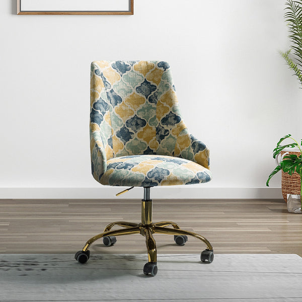 Shades of Blue and Yellow Quatrefoil Rolling Office Chair