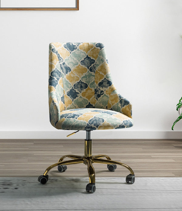 Shades of Blue and Yellow Quatrefoil Rolling Office Chair