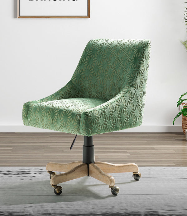 Pale Green Textured Geo Design Rolling Office Chair