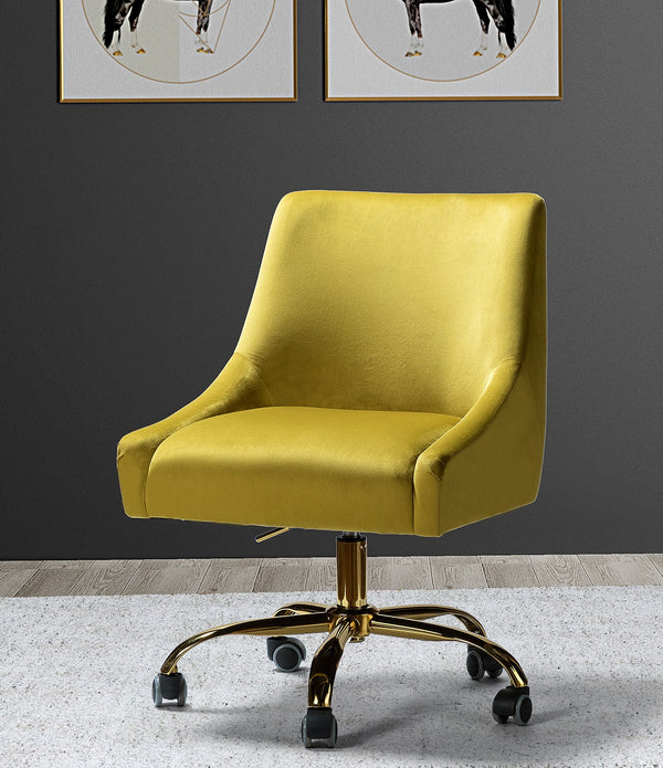 Classic Golden Velvet Tapered Arm Rolling Office Chair