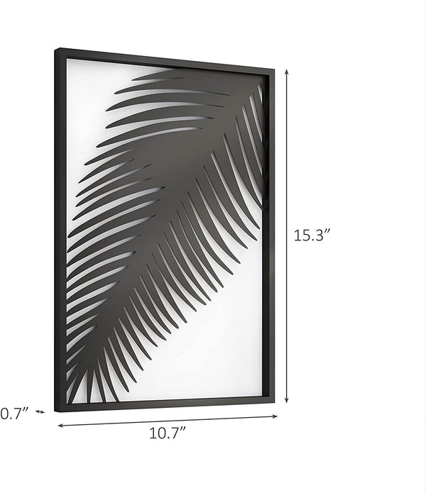 Minimalist Modern Black Metal Palm Leaf Wall Art