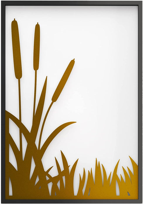 Mod Black and Gold Ornamental Grass Wall Art