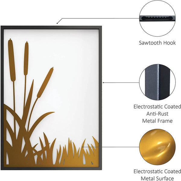 Mod Black and Gold Ornamental Grass Wall Art