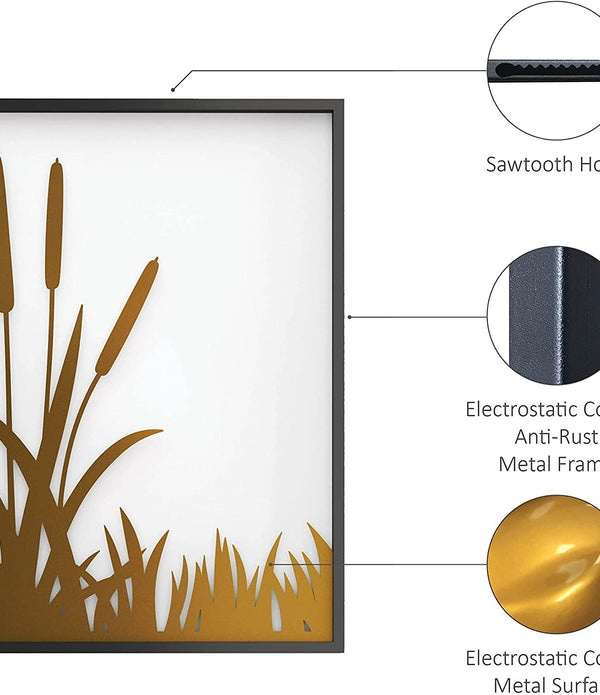 Mod Black and Gold Ornamental Grass Wall Art