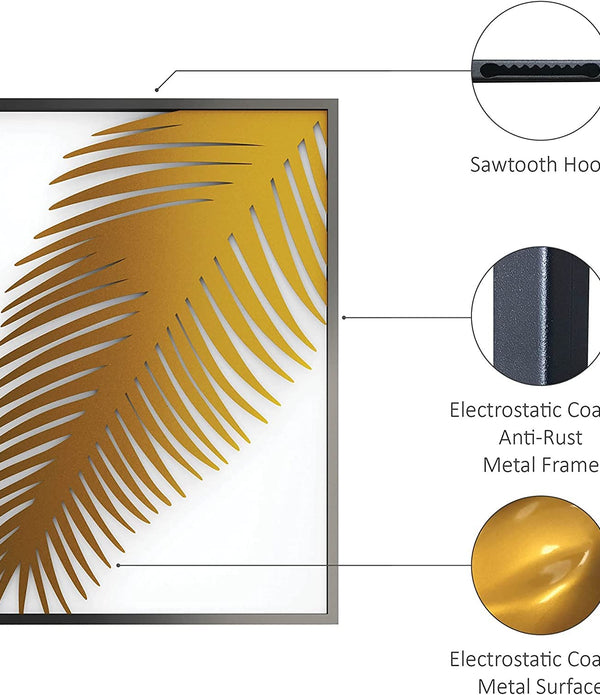 Mod Black and Gold Metal Palm Leaf Wall Art