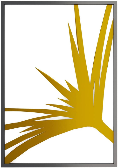 Mod Black and Gold Metal Fan Palm Leaf Wall Art