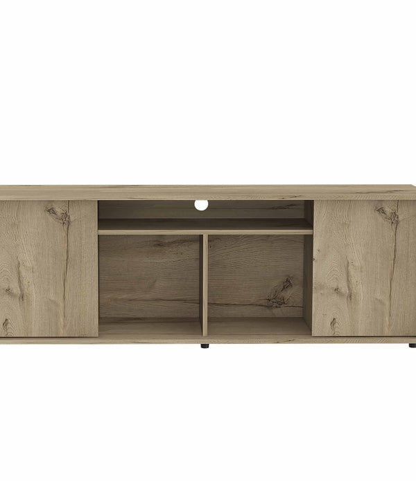 Rustic Natural TV Stand Media Center with Two Cabinets