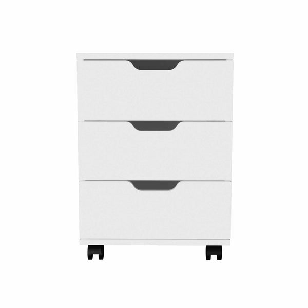 Mod White Three Drawer Rolling Cabinet