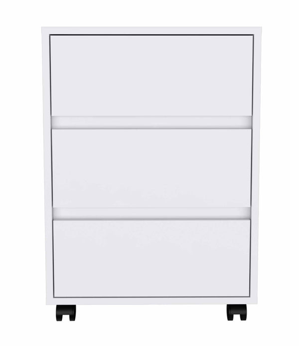 White Three Drawer Rolling Cabinet