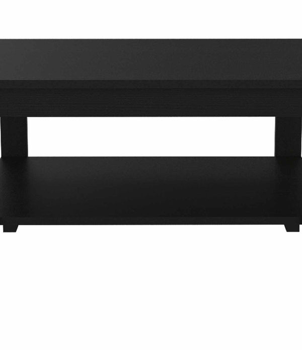 Modern Jet Black Coffee Table with Shelf