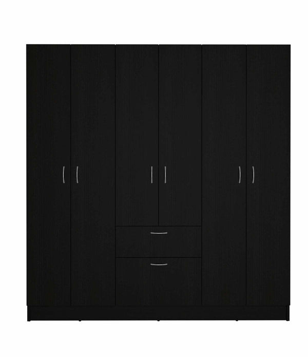 Black and White Tall Six Door Closet Wardrobe Center