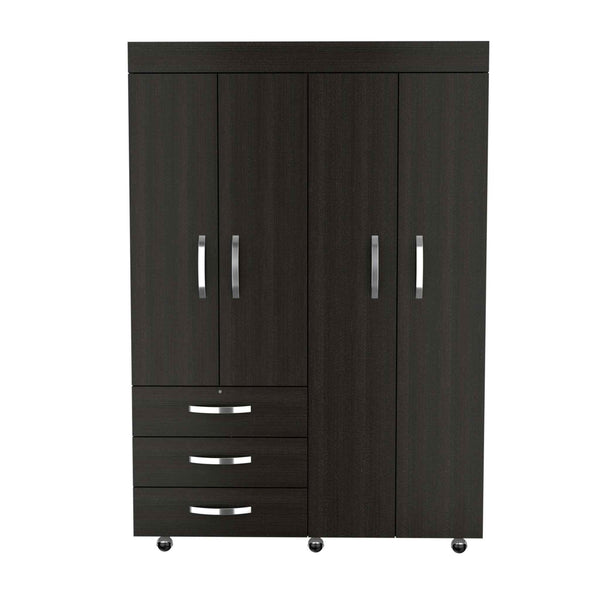 Black Tall Four Door Closet Wardrobe