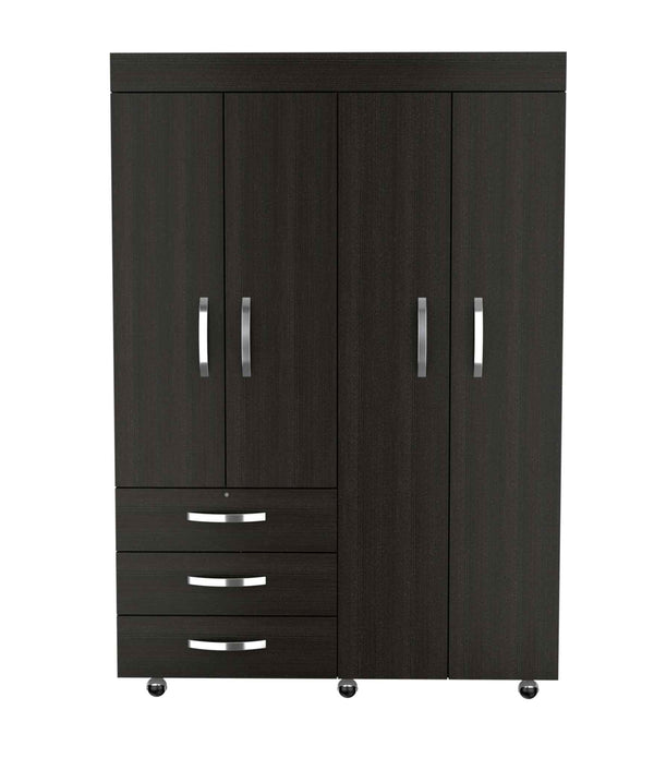 Black Tall Four Door Closet Wardrobe