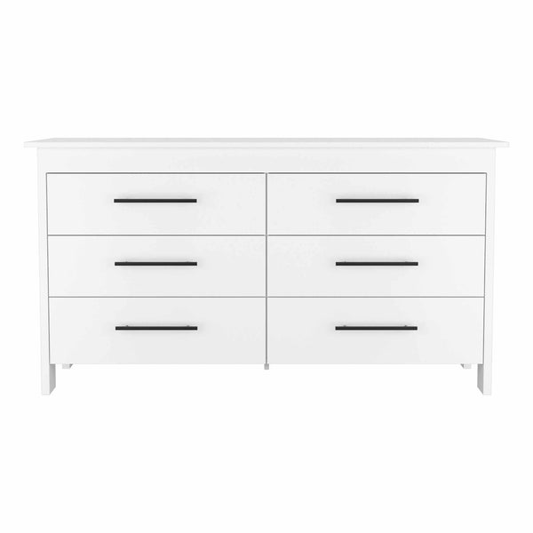 58" White Six Drawer Double Dresser