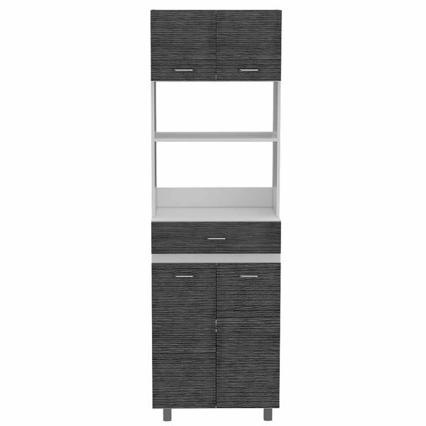 Modern Gray Stria Tall Kitchen Cart