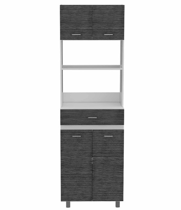 Modern Gray Stria Tall Kitchen Cart