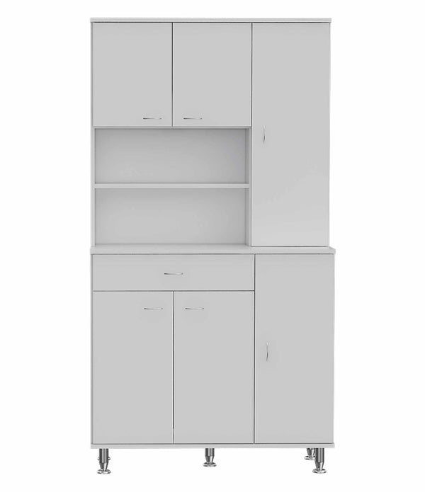 White Pantry Cabinet with Multiple Storage Shelves