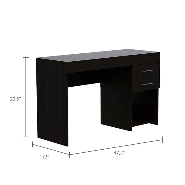 Deon Black Two Drawer Computer Desk