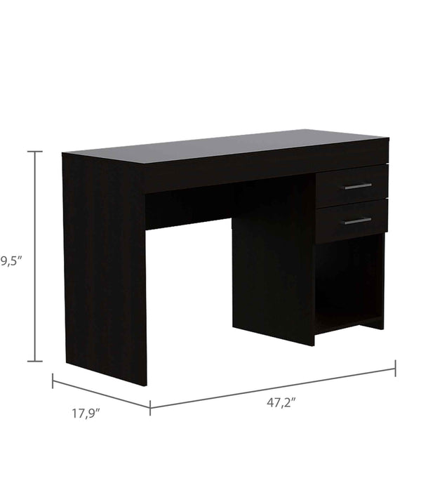 Deon Black Two Drawer Computer Desk