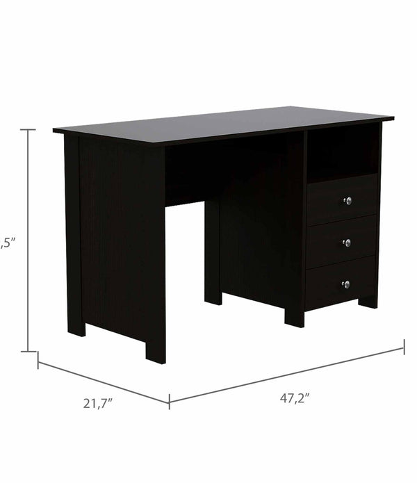 Nory Black Three Drawers Computer Desk