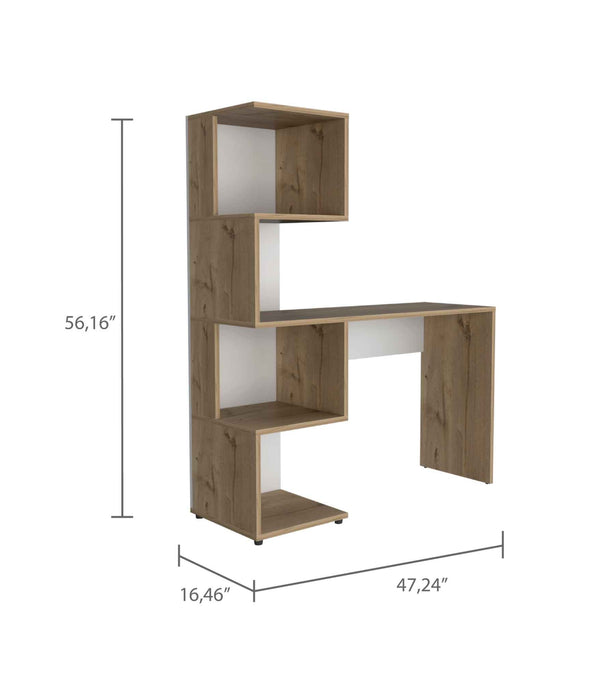 Modern Cubby White Computer Desk and Bookcase