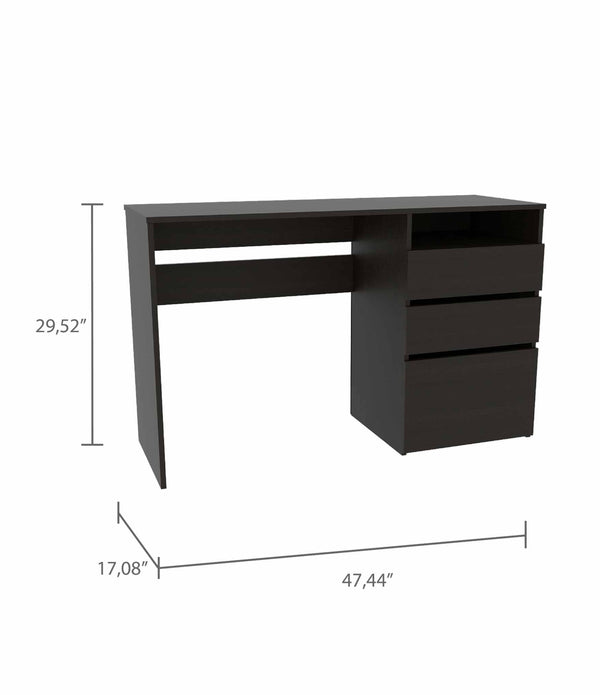 Echo Black Computer Desk with Three Drawers