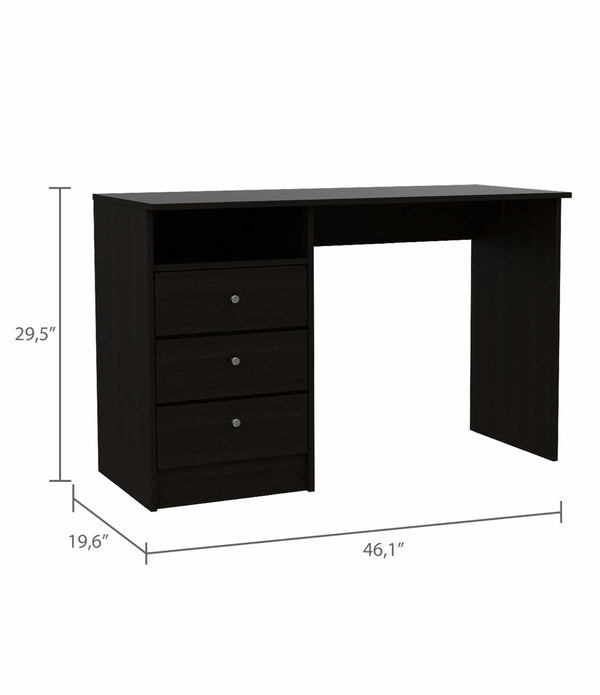 Torino Black Three Drawer Computer Desk