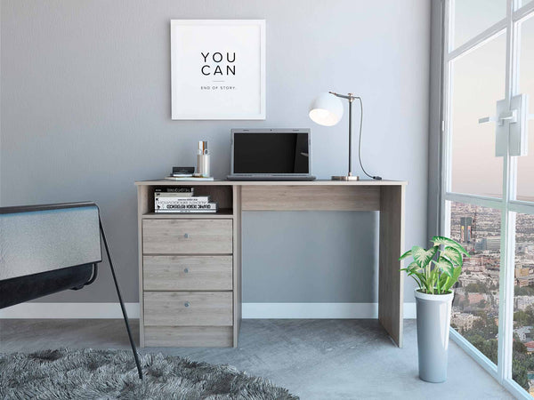 Torino Light Gray Three Drawer Computer Desk