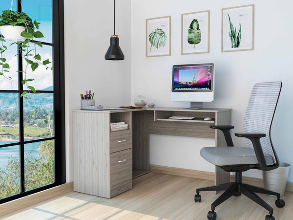 Thorpe Light Gray L Shaped Computer Desk