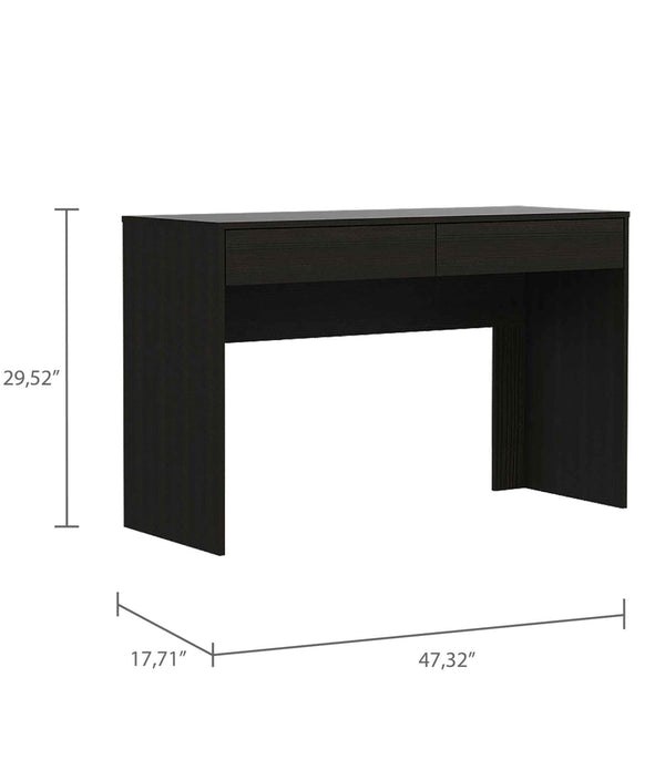 Clio Black Computer Desk with Two Drawers