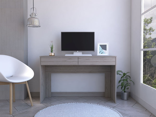 Clio Light Gray Computer Desk with Two Drawers