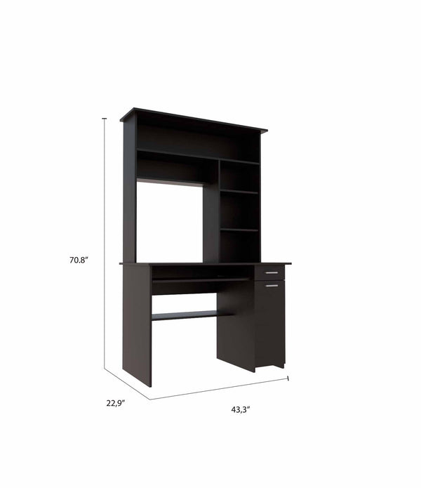 Zeno Black Computer Desk with Hutch