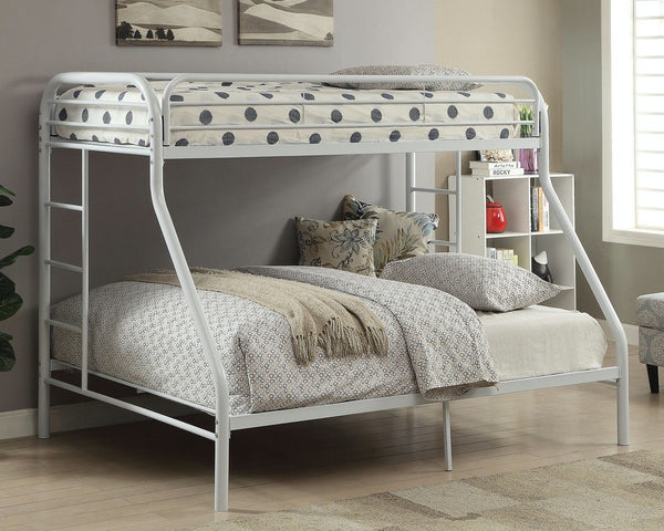 White Twin XL Over Queen Size Metal Bunk Bed