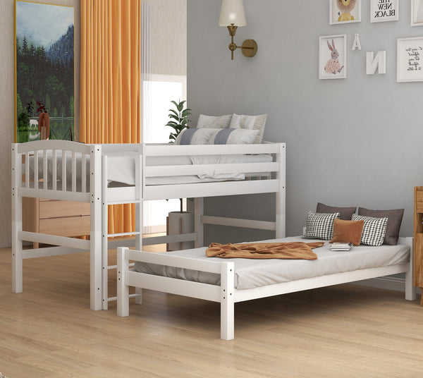 White Twin Loft Bed Over Twin Size Bed