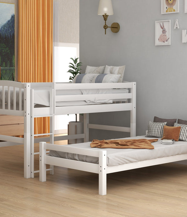 White Twin Loft Bed Over Twin Size Bed