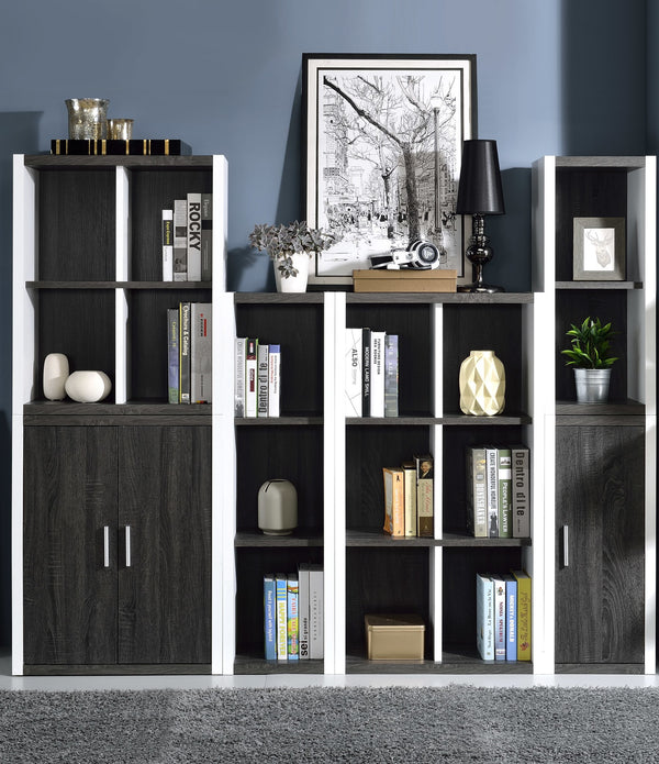 Modern Dark Gray and White Six Cube Storage Bookshelf