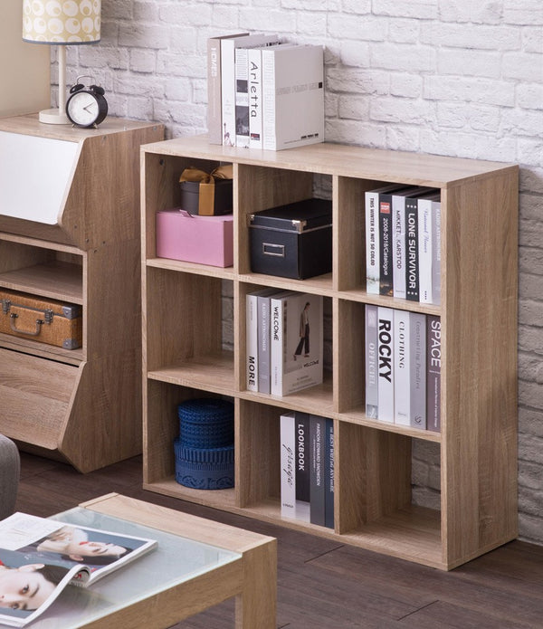 Classic Natural Finish Nine Cubby Bookcase