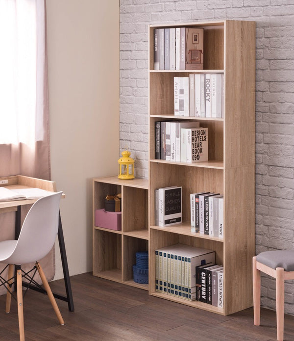 Classic Natural Finish Five Shelf Bookcase