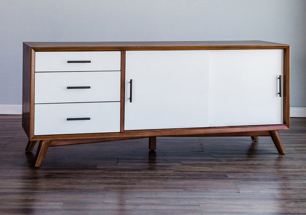 Flair 64" Acorn and White Mid Century Mod TV Console